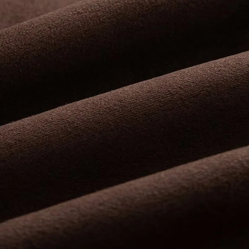 Damen nan kurzer Veloursoptik-Mantel mit Schalkragen, Bindegürtel und Eingrifftaschen Drune