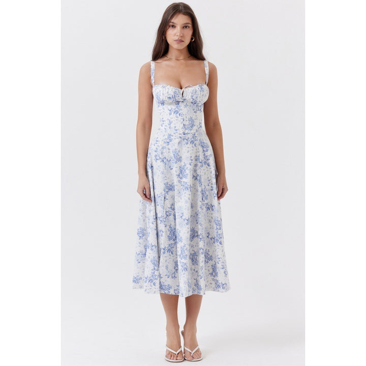 Damen Maxikleid mit floralem Design und elegantem Schlitz Drune