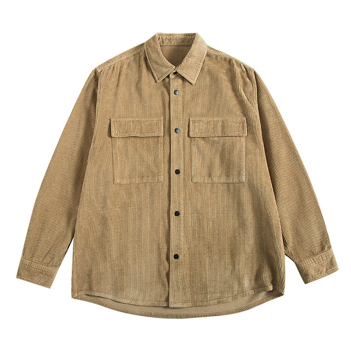 Herren  Corduroy Relaxed Overshirt mit Klappbrusttaschen Drune