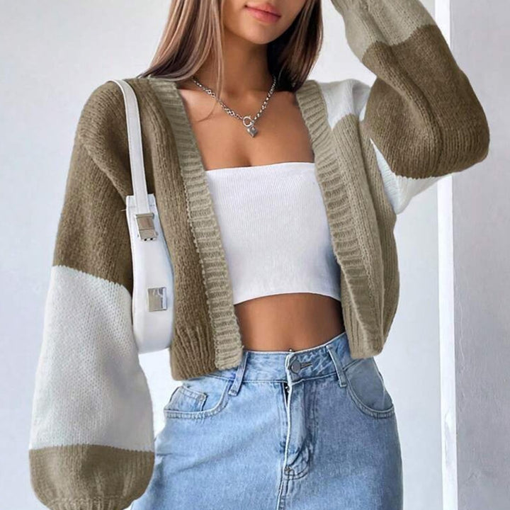 Damen Modischer Strickcardigan im Color-Block Design Drune