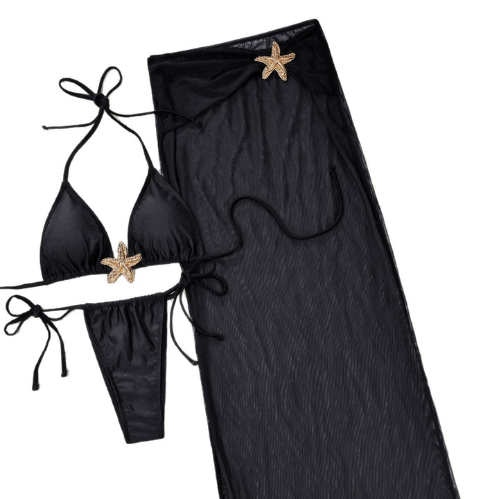 Damen Bikiniset mit transparentem Strandüberwurf Drune