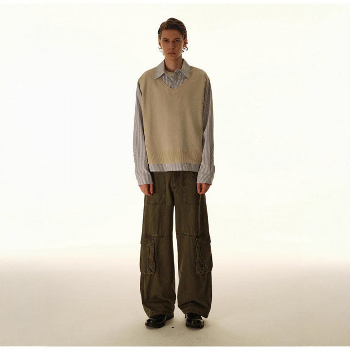 Damen Baggy-Cargo-Hose mit hoher Leibhöhe, großen Klappentaschen und verstärkten Nahtpaneelen Drune