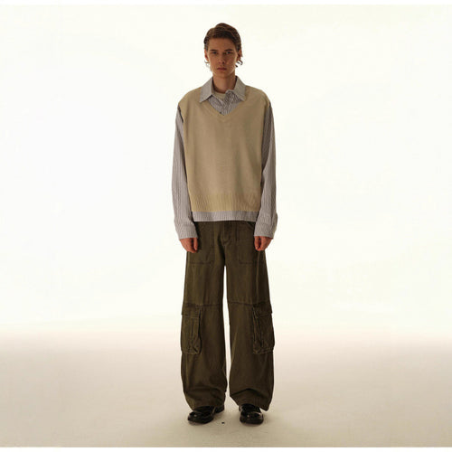 Damen Baggy-Cargo-Hose mit hoher Leibhöhe, großen Klappentaschen und verstärkten Nahtpaneelen Drune