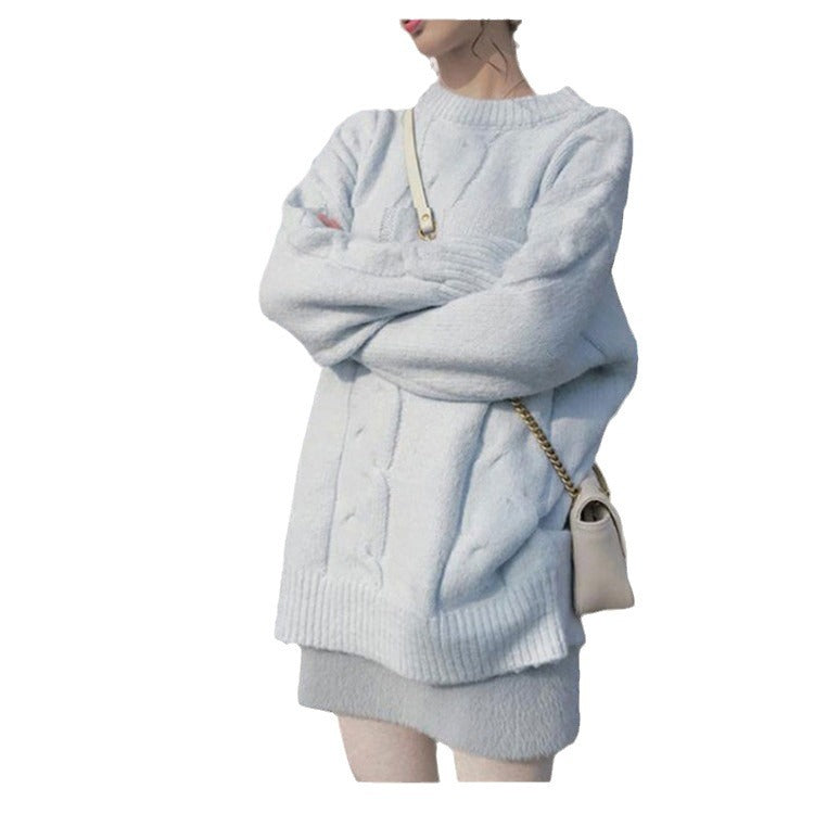 Damen Grobstrickpullover mit elegantem Zopfmuster und lässigem Schnitt Drune