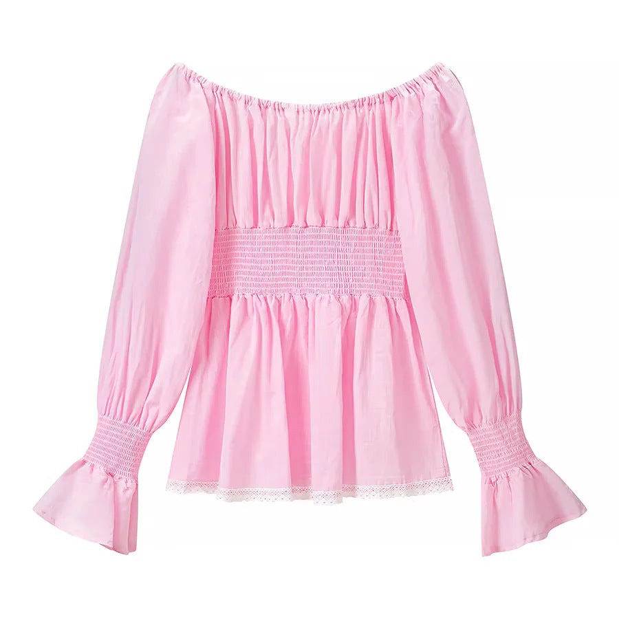 Damen nan zweiteiliges schulterfreies Schlafanzug-Set mit Spitzenbesatz, Herzknopf-Leiste und elastischer Shorts-Bund Drune