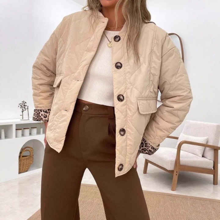 Damen gesteppte Übergangsjacke im modernen Design mit animalischem Innenfutter Drune