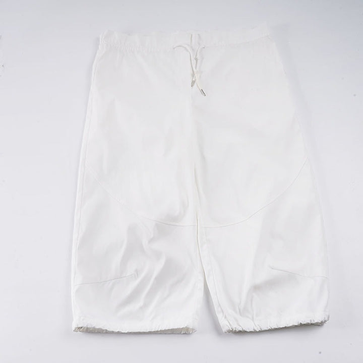 Damen Weite Paperbag-Hose mit Kordelzug, hohem elastischem Bund und Tunnelzugsaum Drune