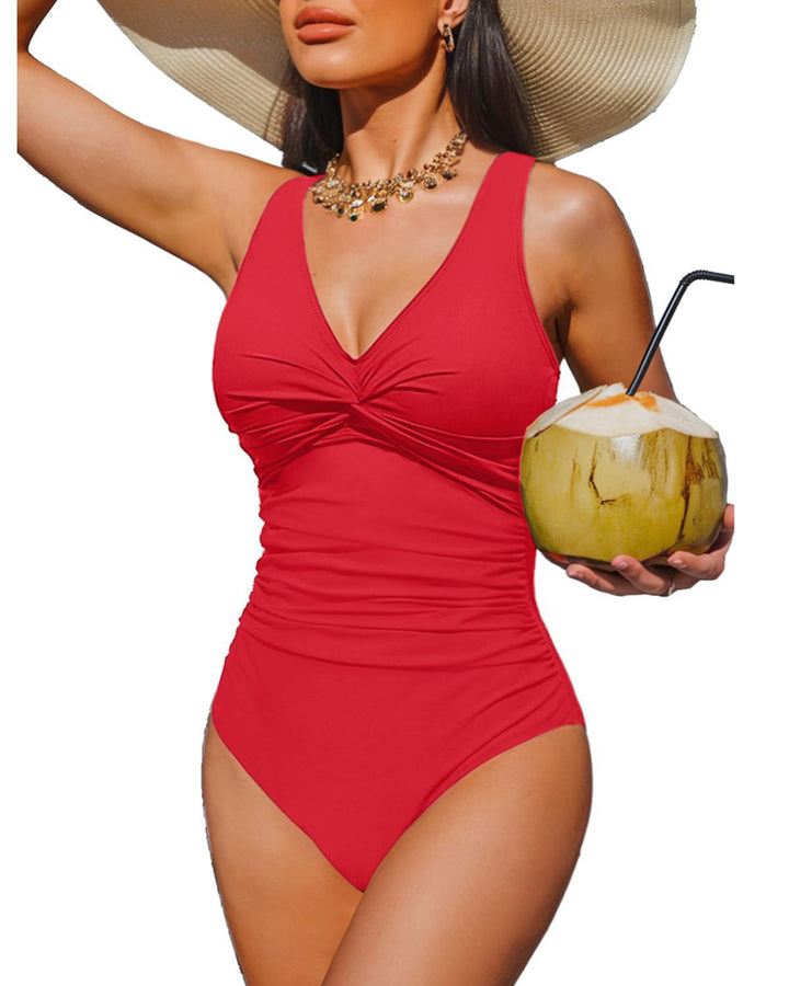 Damen Eleganter Einteiler Badeanzug mit modischem Twist Drune