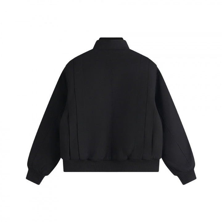 Unisex Boxy-Blousonjacke mit vertikalen Kellerfalten, Stehkragen und Reißverschluss Drune