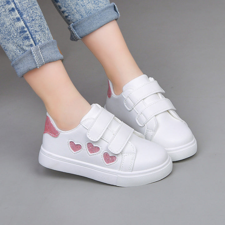 Damen Plateausneaker mit Klettverschluss und glitzernden Herz‑ und Sternapplikationen Drune