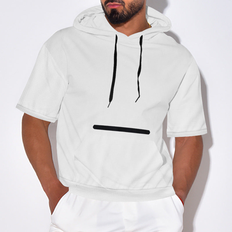 Herren Kurzarm Kapuzenpullover mit innovativem Design und praktischer Tasche Drune