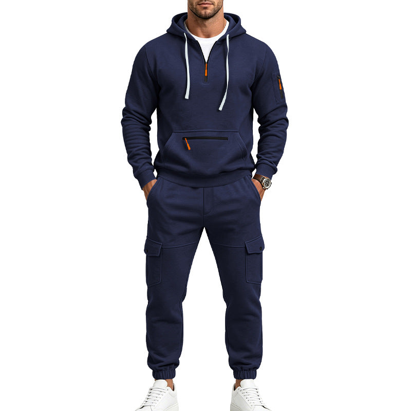 Herren Kapuzen-Sweatset mit Halbzip, Cargo-Jogger und Utility-Taschen Drune