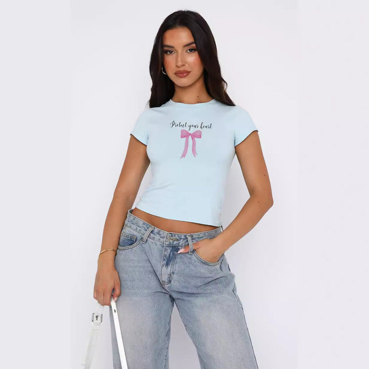 Damen bequemes Crop-Top mit modischem Druck Drune