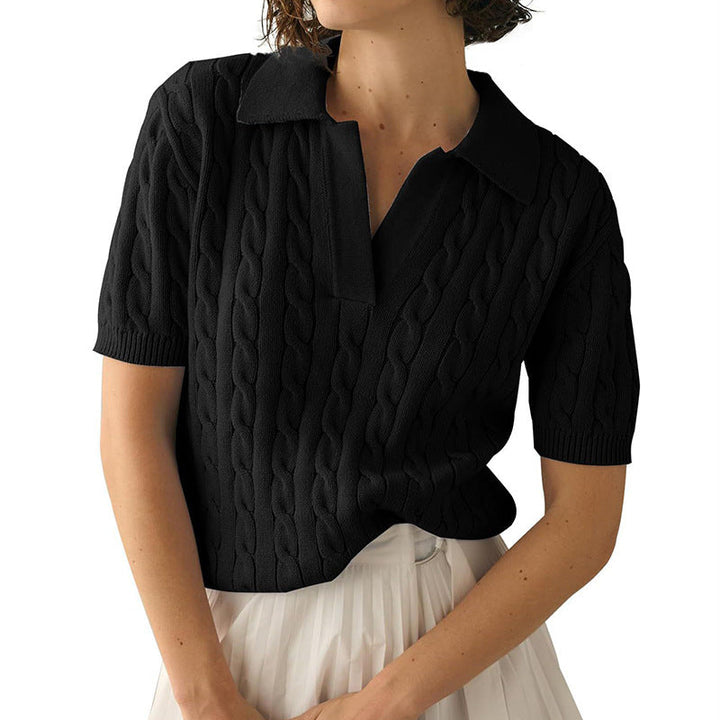 Drune | Polo-Kragen Twist Strickpullover