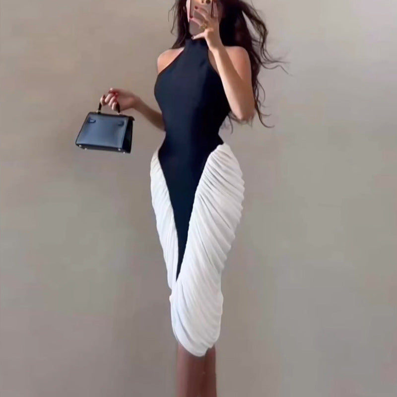 Damen figurbetontes Midi-Kleid mit asymmetrischem Design Drune