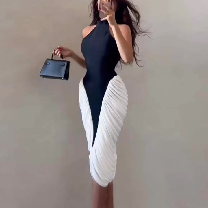 Damen figurbetontes Midi-Kleid mit asymmetrischem Design Drune