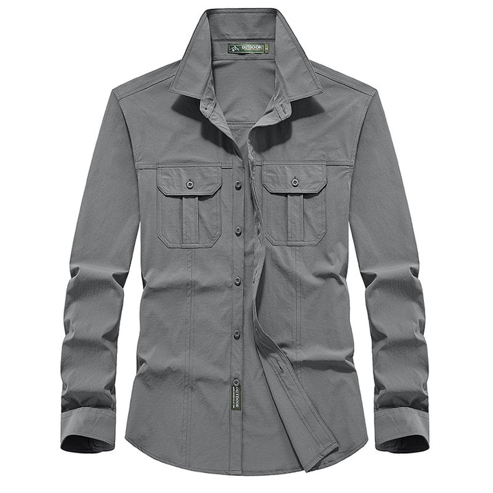 Herren Outdoor-Hemd mit Brustklappen, Ripstop-Gewebe und Regular-Fit Drune