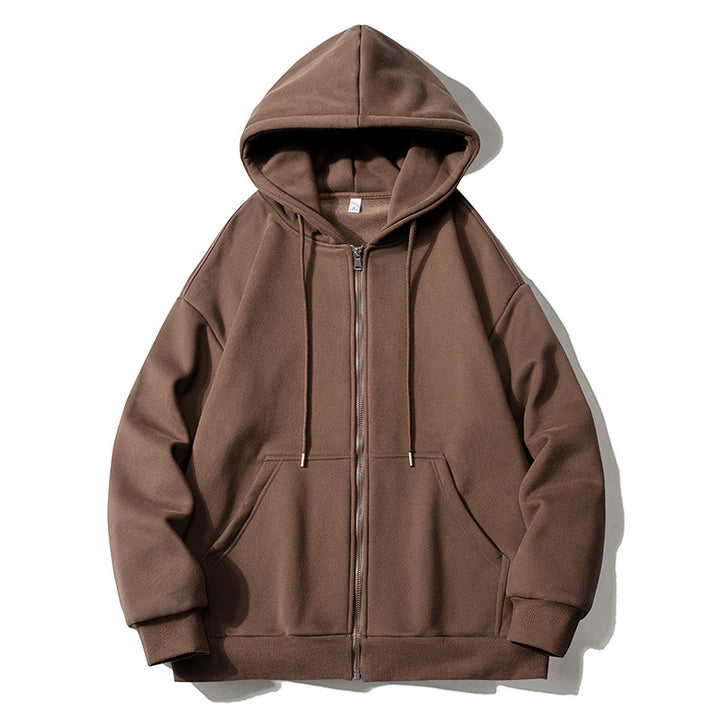 Herren Kapuzensweatjacke mit durchgehendem Reißverschluss, Oversize‑Schnitt und Raglanärmeln Drune