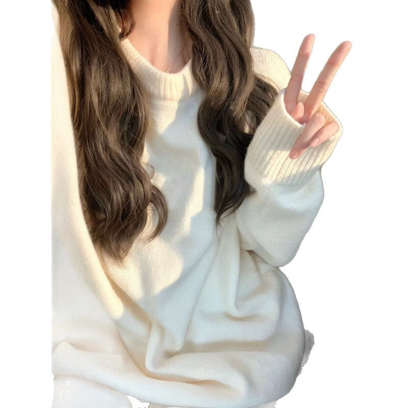 Damen Feiner Grobstrickpullover mit weichem Stoff und klassischem Rundhalsausschnitt Drune