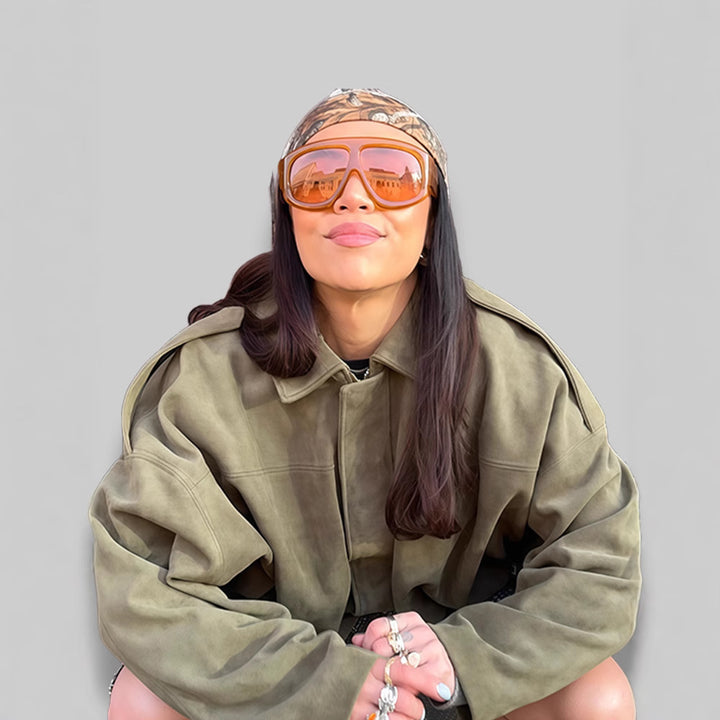 Damen modische kurz geschnittene Lederjacke mit geschmeidiger Textur Drune
