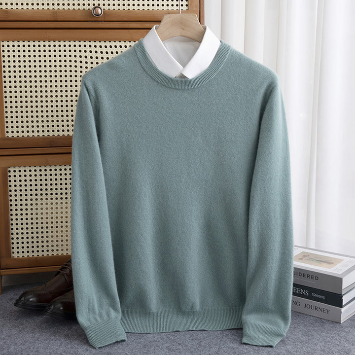 Herren Schlichter Rundhals-Feinstrickpullover kaschmirähnliche Haptik mit gerippten Abschlüssen Drune