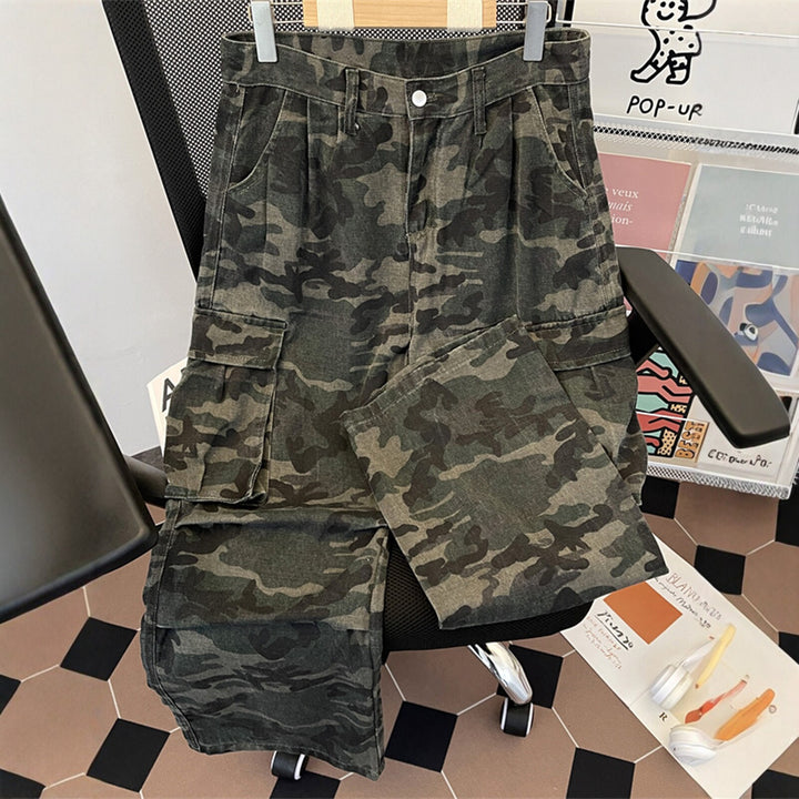 Damen Modische Cargo-Hose mit Camouflage-Muster Drune