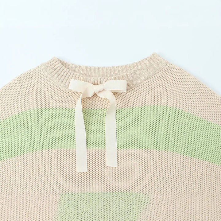 Damen Oversized Off-Shoulder-Pullover mit Carmenkragen, Waffelstrick und Zierbändern Drune