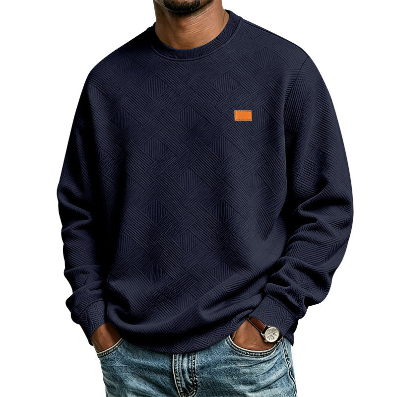 Herren strukturiertes Rundhals-Sweatshirt aus Feinstrick mit gewebter Struktur Drune