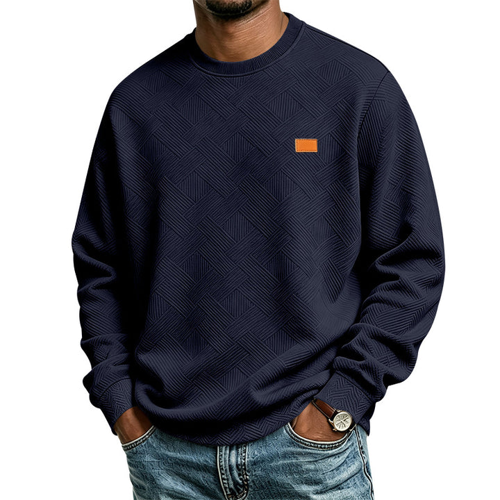 Herren strukturiertes Rundhals-Sweatshirt aus Feinstrick mit gewebter Struktur Drune