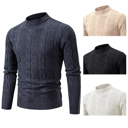 Herren Steppstrickpullover mit hohem Kragen Drune