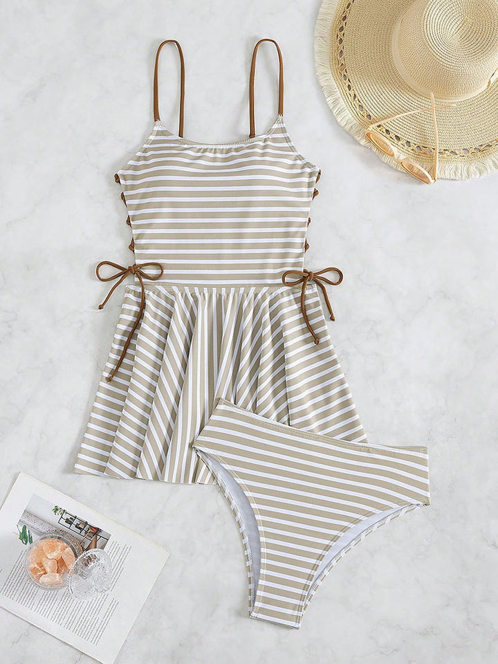 Damen rückenfreies Tankini-Set mit modischem Rüschendesign Drune