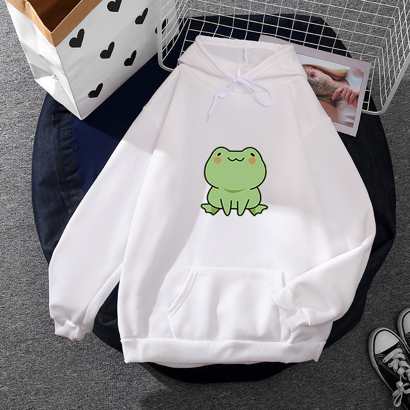 Damen nan Kapuzenpullover mit Mond‑und‑Wal-Illustration, Oversize-Schnitt und Kängurutasche Drune