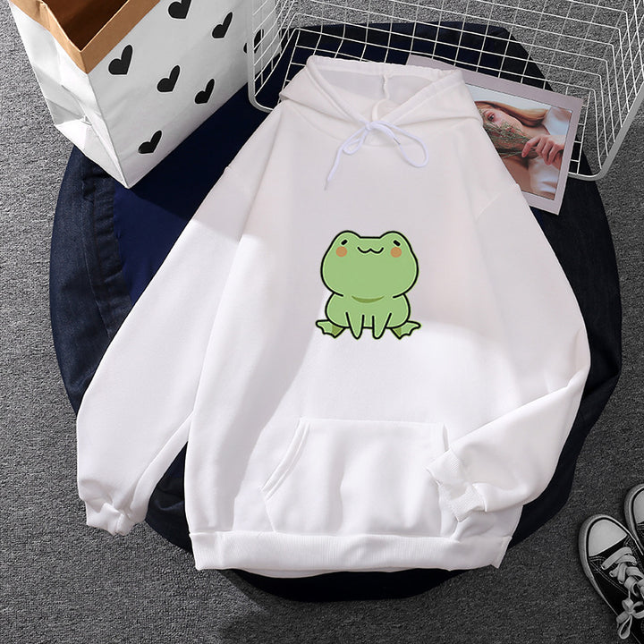 Damen nan Kapuzenpullover mit Mond‑und‑Wal-Illustration, Oversize-Schnitt und Kängurutasche Drune