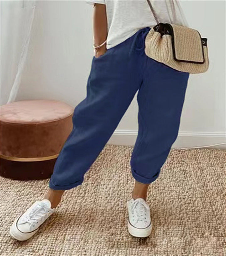 Damen Lockere Bedruckte Jogger mit Kordelzug und Rippbund Drune