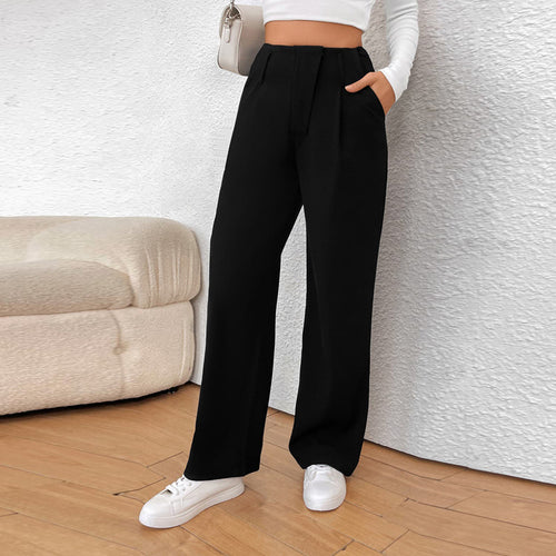 Damen Hochtaillierte weite Stoffhose Drune