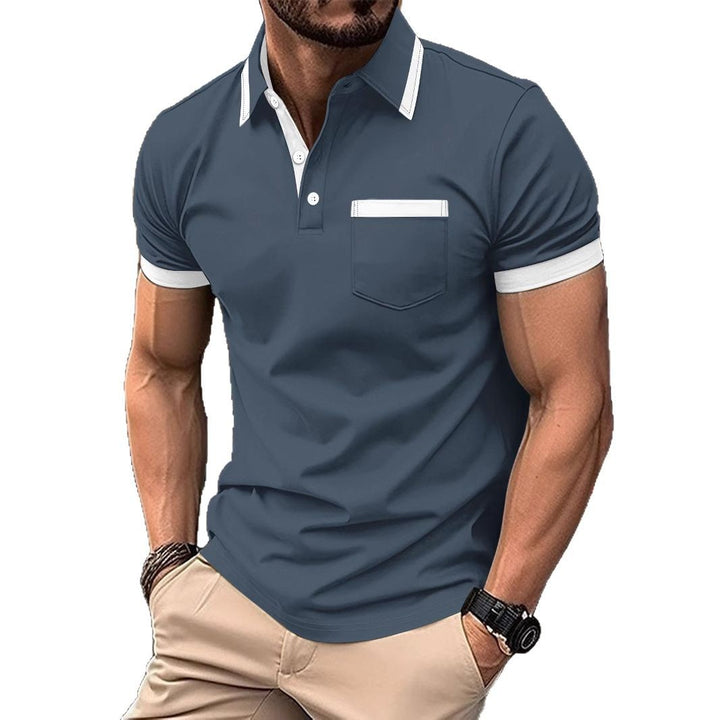 Herren modernes Polo-Shirt mit Kontrastkragen Drune