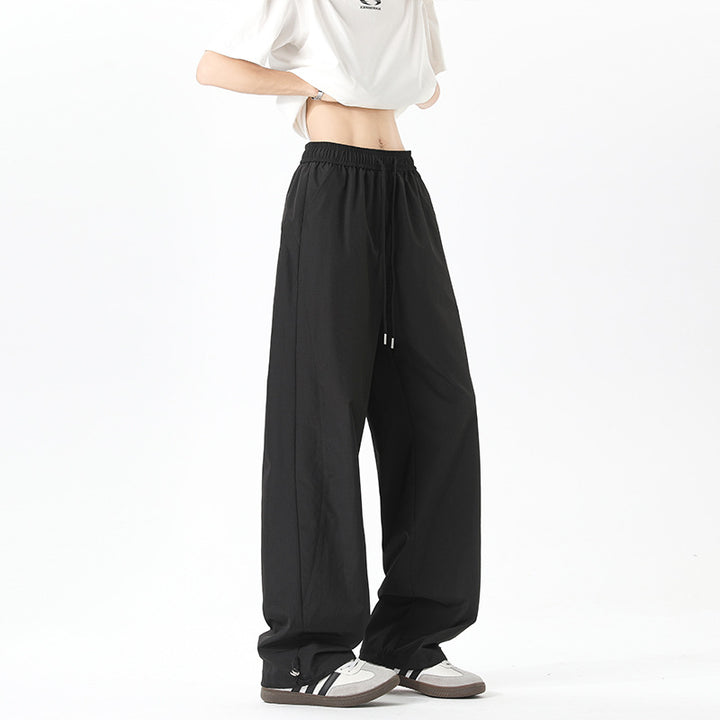 Damen Weite High‑Waist Loungehose mit elastischem Bund, Tunnelzug und Wide‑Leg-Schnitt Drune