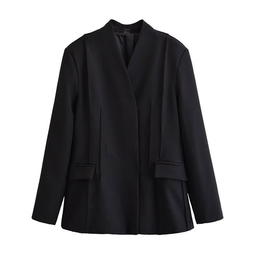Damen Taillierter Blazer mit Schalkragen, verdeckter Knopfleiste und Pattentaschen Drune