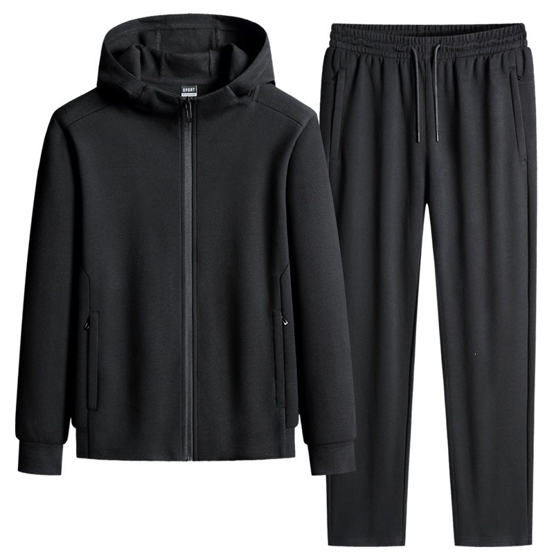 Herren zweiteiliges Kapuzen‑Trainingsset aus French‑Terry mit Reißverschlussjacke & konischer Jogginghose Drune