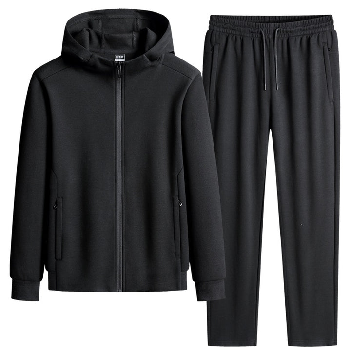 Herren zweiteiliges Kapuzen‑Trainingsset aus French‑Terry mit Reißverschlussjacke & konischer Jogginghose Drune