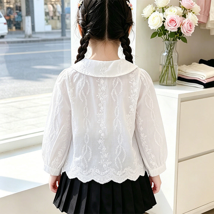 Mädchen elegante Bluse mit floralen Verzierungen Drune