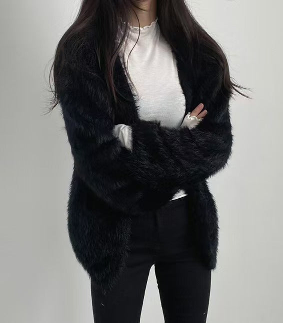 Damen luftige Strickjacke mit innovativen Taschen Drune