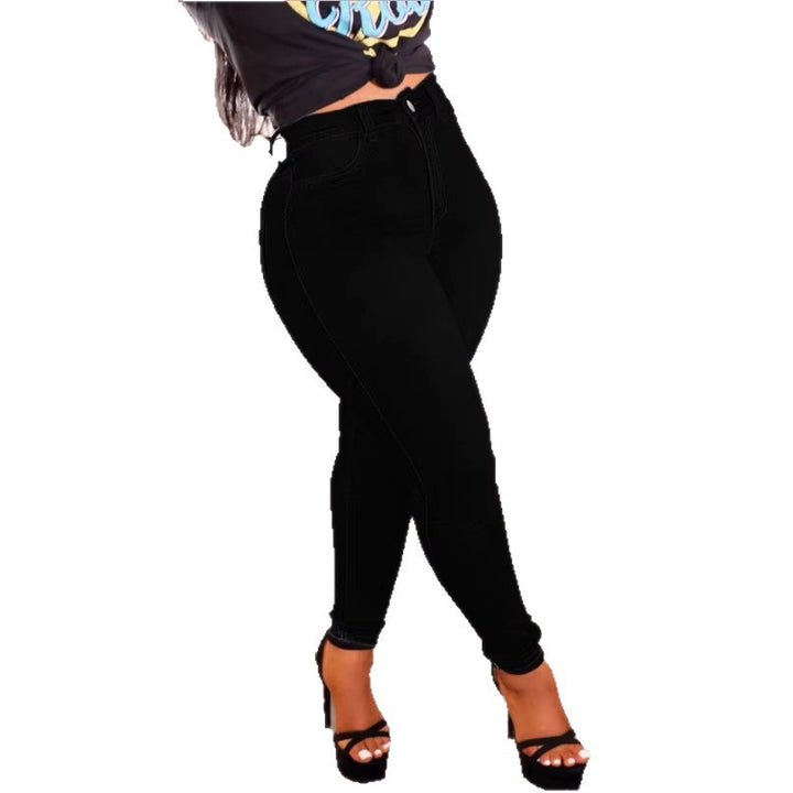 Damen hochgeschnittene figurformende Skinny-Jeans mit schlankmachendem Bund Drune