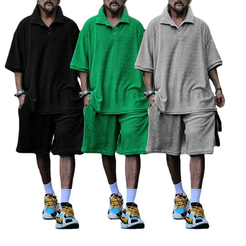 Herren Oversized Freizeitanzug mit Poloshirt und Shorts Drune