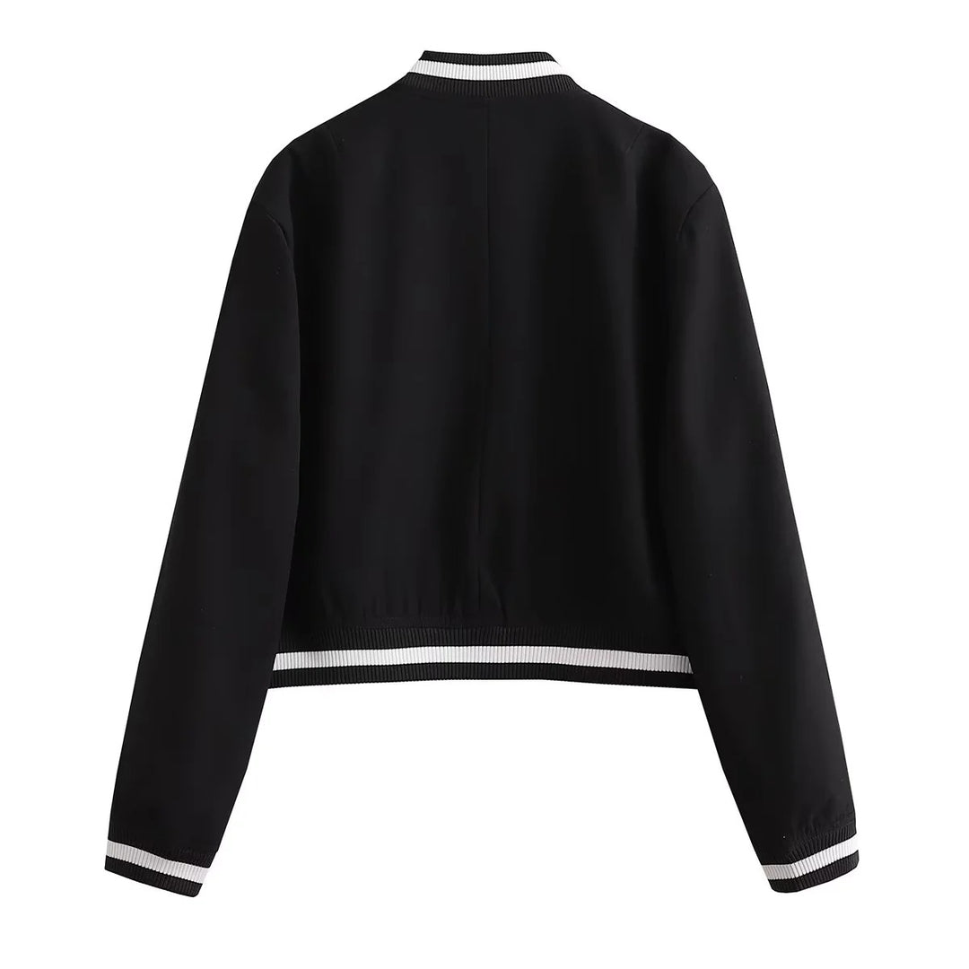 Damen modische Bomberjacke mit kontrastierendem Strickbund und praktischen Taschen Drune