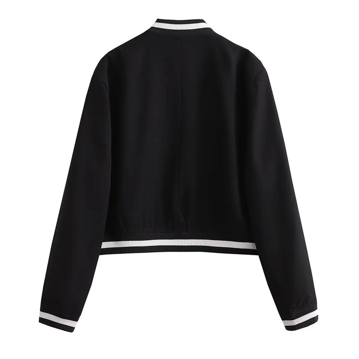 Damen modische Bomberjacke mit kontrastierendem Strickbund und praktischen Taschen Drune