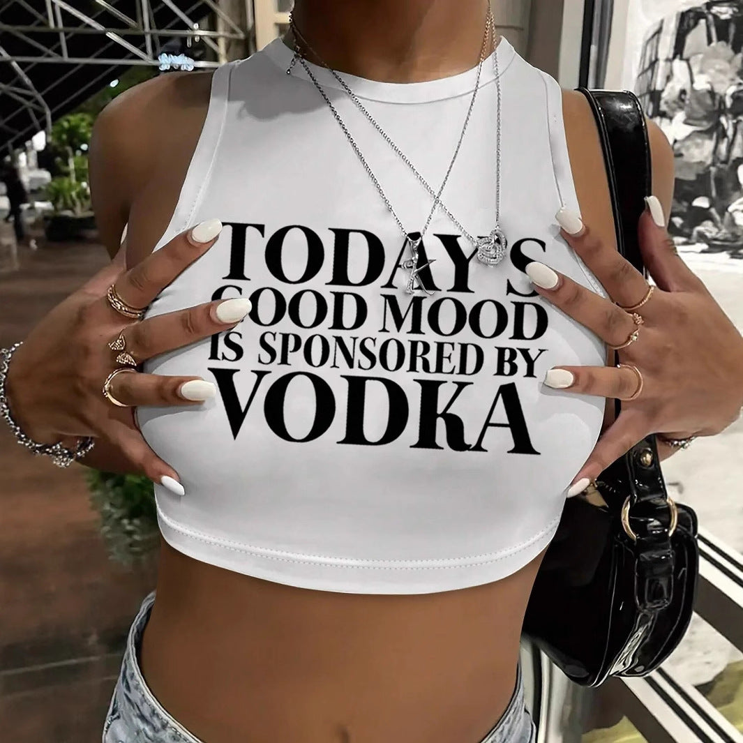 Damen Crop-Top mit inspirierendem Schriftzug und figurbetontem Design Drune