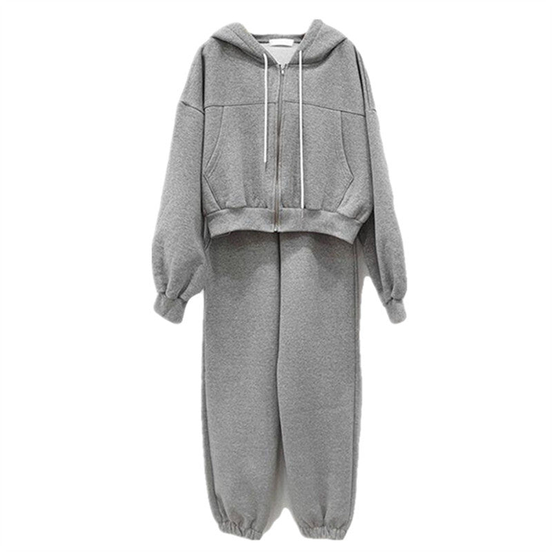 Damen lässiges Jogginganzug-Set mit bomberjacke und Slim-Fit-Hosen Drune