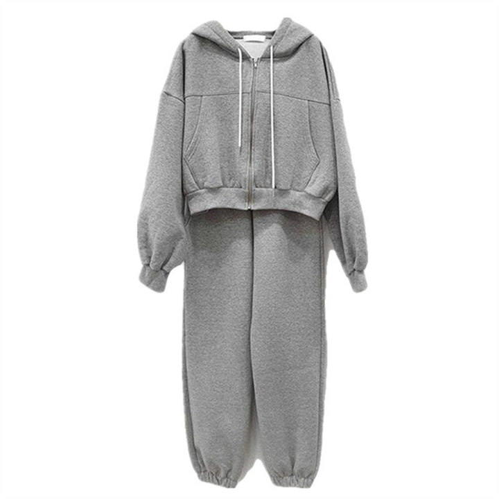 Damen lässiges Jogginganzug-Set mit bomberjacke und Slim-Fit-Hosen Drune
