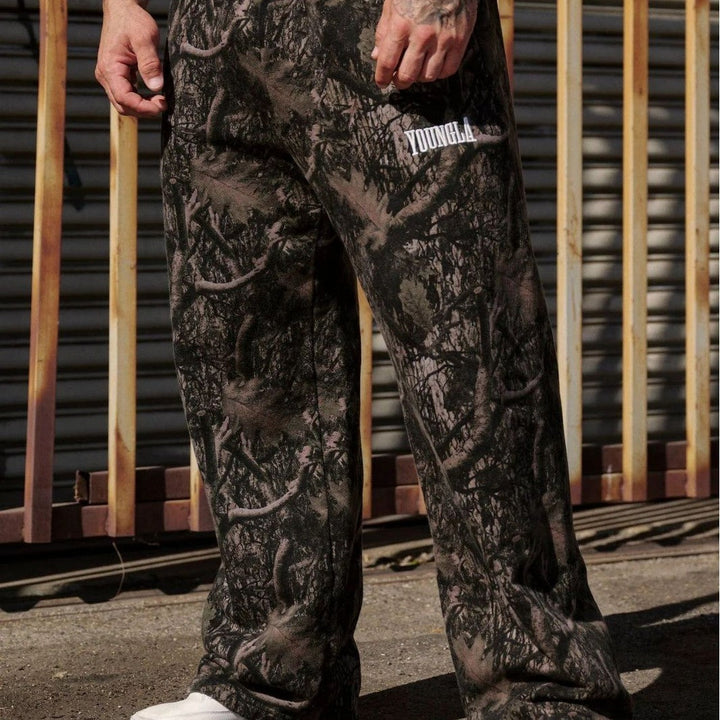 Herren nan weite Camouflage-Jogginghose mit elastischem Komfortbund und Oberschenkel-Logo Drune